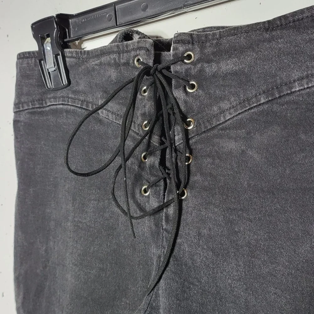 OCI Womens Stretch Denim Capri Jeans Size 7 Grunge Y2K Cropped Flare Boho Hippie